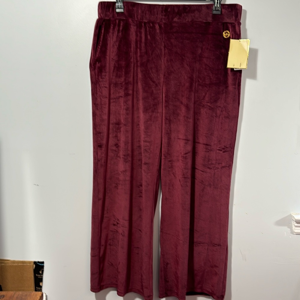 NWT Michael KORS Dark Ruby Track Pants in‎ XL - Picture 2 of 12